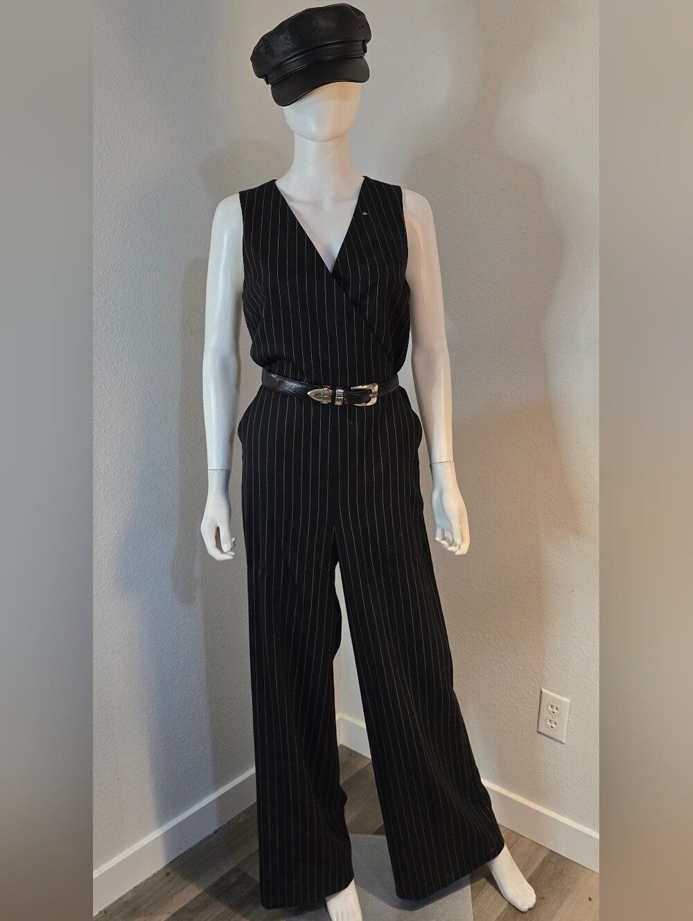 RALPH LAUREN✨️ Wool V-Neck Wide-Leg Jumpsuit